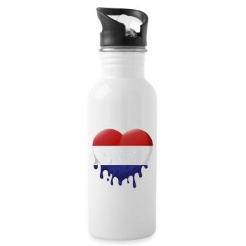 Netherlands Flag Holland Dutch flag - Water bottle with straw - white - Right
