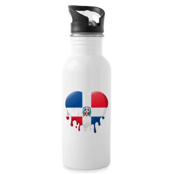 Dominican Republic Flag Dom Rep Flag Tour - Water bottle with straw - white - Right