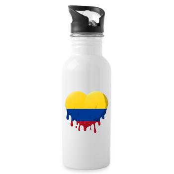 Kolumbien Flagge Herz Kolumbianische Fahne - Trinkflasche mit integriertem Trinkhalm - Weiß - Rechts