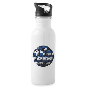 Greece Flag Hellas Athens Greek Flag - Water bottle with straw - white - Right