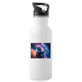 Female astronaut in space - Water bottle with straw - white - Right