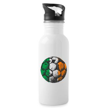 Ireland Flag Vintage Irish Flag Dublin - Water bottle with straw - white - Right