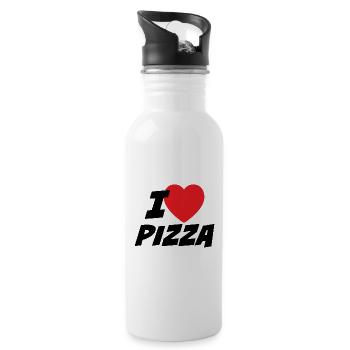Ich liebe Pizza - Trinkflasche mit integriertem Trinkhalm - Weiß - Rechts
