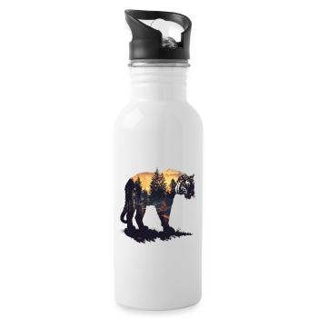 Tiger Wildcat Jungle Forest - Water bottle with straw - white - Right