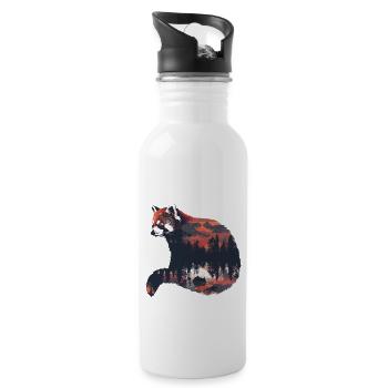 Roter Panda Katzenbär Red Panda - Trinkflasche mit integriertem Trinkhalm - Weiß - Rechts