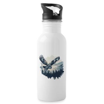 hibou animal bébés hiboux oiseau poussin Woodland Nature - Gourde avec paille intégrée - blanc - Droite