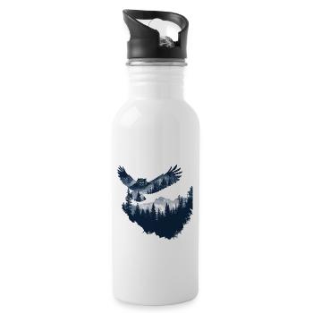 Eule Tier Eulen Vogel Wald Natur - Trinkflasche mit integriertem Trinkhalm - Weiß - Rechts