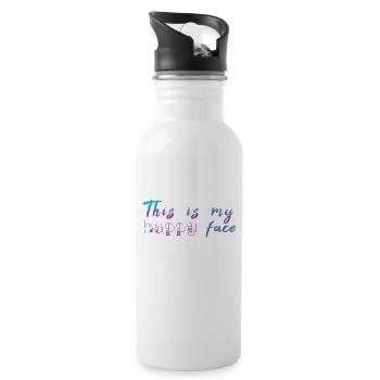 This is my Happy face - Trinkflasche mit integriertem Trinkhalm - Weiß - Rechts