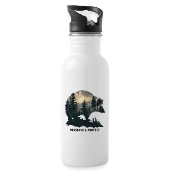 Preserve & Protect Hedgehog Animal Forest Nature Environment - Water bottle with straw - white - Right