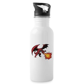 Red Dragon Fire Breath Design - Water bottle with straw - white - Right