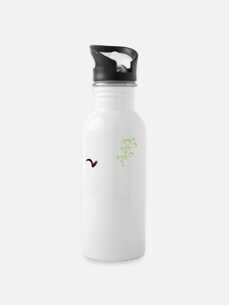 Blasen / bubbles (C, 1c) - Trinkflasche mit integriertem Trinkhalm - Weiß