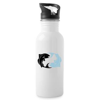 Fish Yin Yang - Water bottle with straw - white - Right