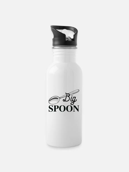 Grosse cuillère et petite cuillère - Gourde avec paille intégrée - blanc