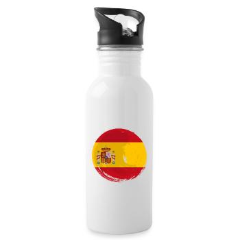 Spain Flag Vintage Spanish Flag Used Look - Water bottle with straw - white - Right