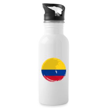Drapeau de la Colombie Vintage Drapeau colombien - Gourde avec paille intégrée - blanc - Droite
