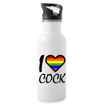 I love - Water bottle with straw - white - Right