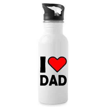 I love dad - Trinkflasche mit integriertem Trinkhalm - Weiß - Rechts