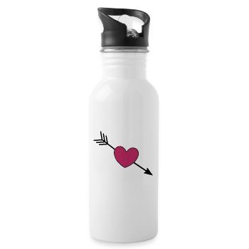 violet heart hearts violet red valentines day - Water bottle with straw - white - Right