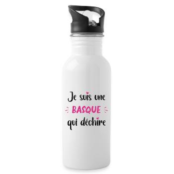 Je suis une basque qui déchire - Gourde avec paille intégrée - blanc - Droite