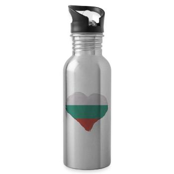 Bulgarien Flagge Bulgarische Fahne Goldstrand - Trinkflasche mit integriertem Trinkhalm - Lightsilver - Rechts