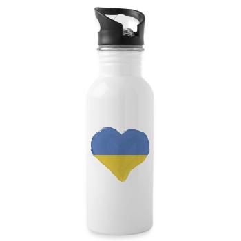 Ukraine Flagge Vintage Ukrainische Fahne Used Look - Trinkflasche mit integriertem Trinkhalm - Weiß - Rechts