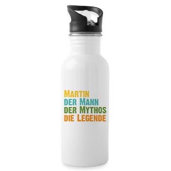 Martin der Mythos die Legende Vorname Martin - Trinkflasche mit integriertem Trinkhalm - Weiß - Rechts