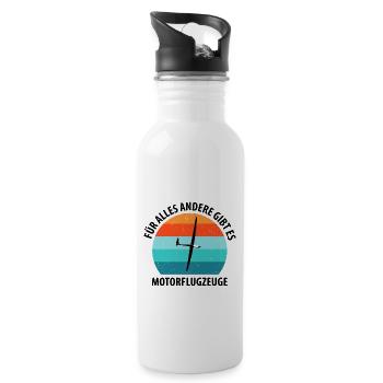 Segelflieger Segelfliegen Segelflugzeug Fliegen - Trinkflasche mit integriertem Trinkhalm - Weiß - Rechts