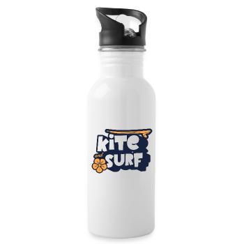 Kitesurfing Kitesurfer Kitebsurf - Water bottle with straw - white - Right