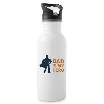 Vaterheld Cape Motiv - Trinkflasche mit integriertem Trinkhalm - Weiß - Rechts