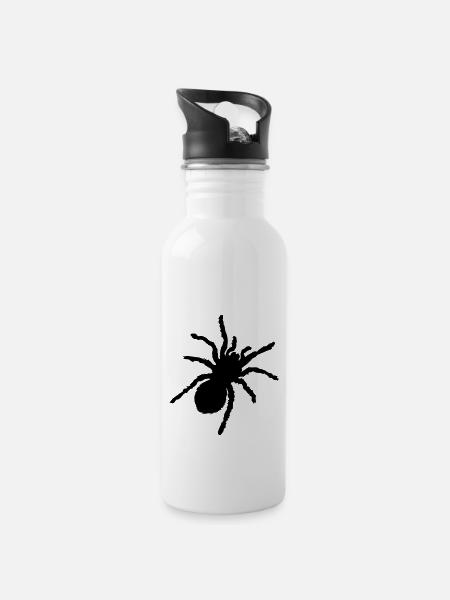 spinne silhouette - Trinkflasche mit integriertem Trinkhalm - Weiß