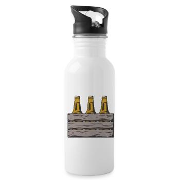 Bierkasten - Trinkflasche mit integriertem Trinkhalm - Weiß - Rechts