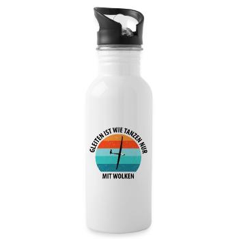 Segelflieger Segelfliegen Segelflugzeug Fliegen - Trinkflasche mit integriertem Trinkhalm - Weiß - Rechts