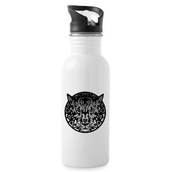 katzenartig - Trinkflasche mit integriertem Trinkhalm - Weiß - Rechts