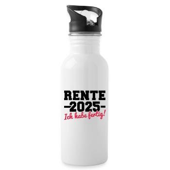Rente 2025 ich habe fertig für Rentner 2025 - Trinkflasche mit integriertem Trinkhalm - Weiß - Rechts