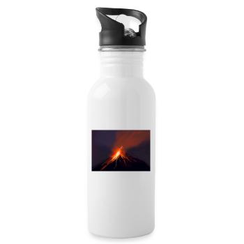 Intense Volcanic Eruption Fire Horse - Water bottle with straw - white - Right