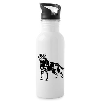 Rottweiler standing canine dog Wilsigns - Water bottle with straw - white - Right