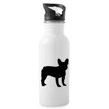 Französiche Bulldogge - Frenchie - Trinkflasche mit integriertem Trinkhalm - Weiß - Rechts
