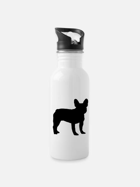 Französiche Bulldogge - Frenchie - Trinkflasche mit integriertem Trinkhalm - Weiß