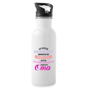 Oma - Trinkflasche mit integriertem Trinkhalm - Weiß - Rechts