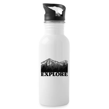Explore Camping & Mountain Hiking Outdoor Gifts - Water bottle with straw - white - Right