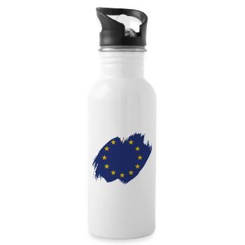 Europa Flagge EU Euro Europäische Fahne - Trinkflasche mit integriertem Trinkhalm - Weiß - Rechts
