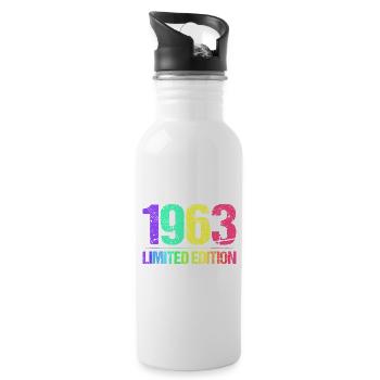 1963 Limited Edition Jahrgang 63er Retro Jahrgang - Trinkflasche mit integriertem Trinkhalm - Weiß - Rechts