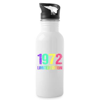 1972 Limited Edition Jahrgang 72er Retro Jahrgang - Trinkflasche mit integriertem Trinkhalm - Weiß - Rechts