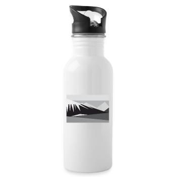 Geometic mountain silhouette - Water bottle with straw - white - Right