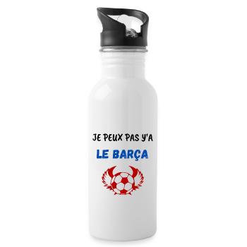 Je peux pas y'a le barça Barcelone Football - Gourde avec paille intégrée - blanc - Droite