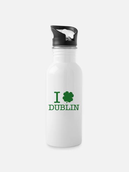 J’aime Dublin - Gourde avec paille intégrée - blanc