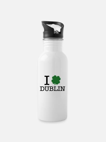 J’aime Dublin - Gourde avec paille intégrée - blanc