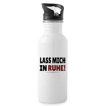 Lass Mich In Ruhe Frecher Spruch - Trinkflasche mit integriertem Trinkhalm - Weiß - Rechts