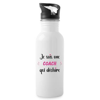 Je suis une coach qui déchire - Gourde avec paille intégrée - blanc - Droite