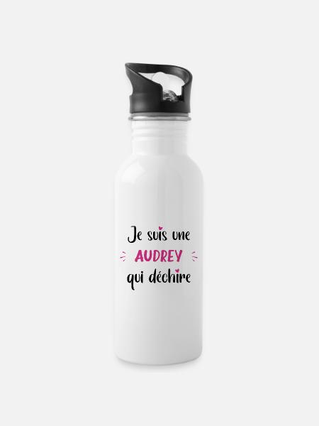 Je suis une audrey qui déchire - Gourde avec paille intégrée - blanc
